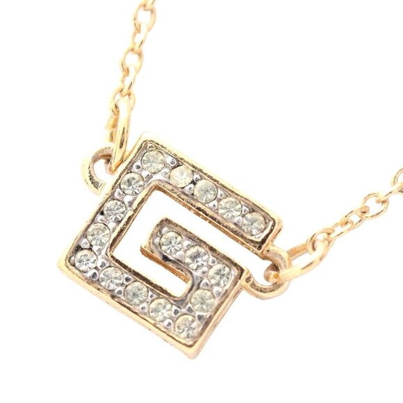 GIVENCHY Jewelry - Givenchy Square G Logo Necklace Gold Rhinestone